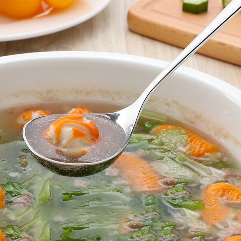 HULIANFU Korean Stainless Steel Thickening Spoon Creative Long Handle Hotel Hot Pot Spoon  Soup Ladle Home Kitchen Essential Tools h2 - Deanwangkt