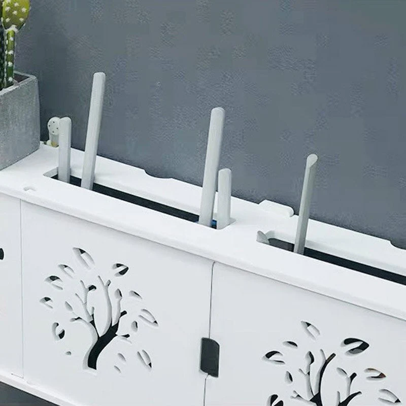 HULIANFU Large Wireless Wifi Router Storage Box PVC Density Panel Shelf Wall Hanging Board Bracket Cable  Organizer Home Decor - Deanwangkt