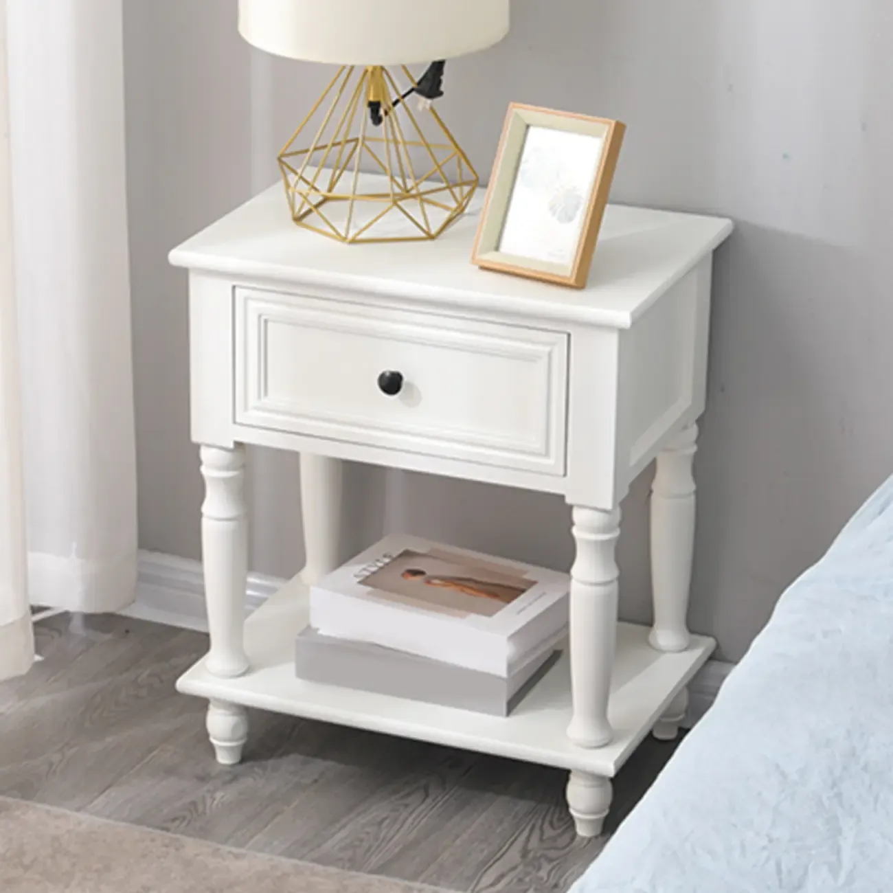 Traditional Wood Nightstand with Drawers