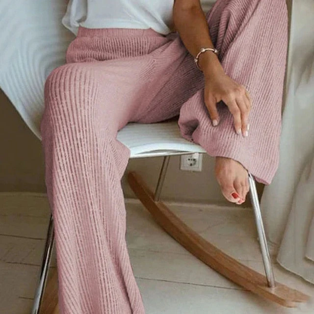 Fitshinling Casual Leisure Wide Leg Pants Women Winter Clothing 5XL Plus Size Trousers Fashion Solid Basic High Waist Pantalones - Deanwangkt