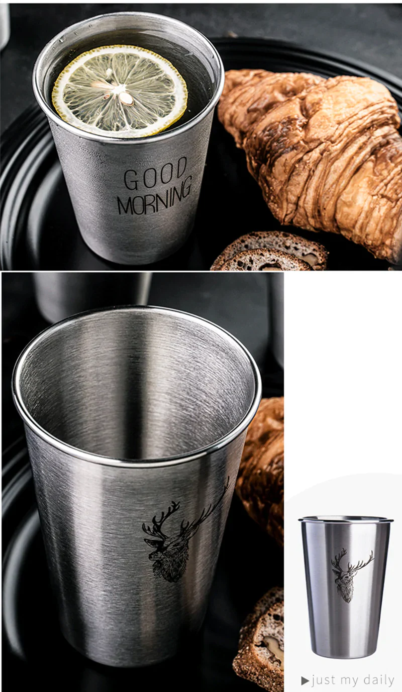 HULIANFU NorthernEurope Ins Industry Style 304 Stainless Steel Spray Paint Beer Cup Cold Water Drinks Cup Household Office Use Gargle Cup - Deanwangkt