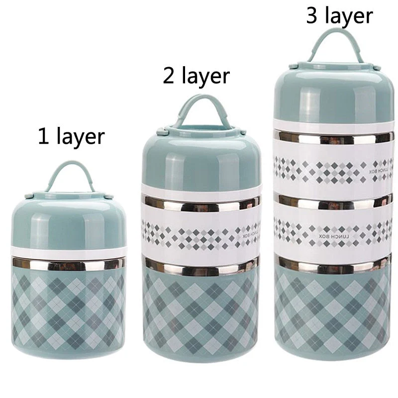 HULIANFU Portable Stainless Steel Thermal Lunch Box for Food Office Lunchbox Bento Boxs Thermos Lunch Box Food Container with Lunch Bag - Deanwangkt