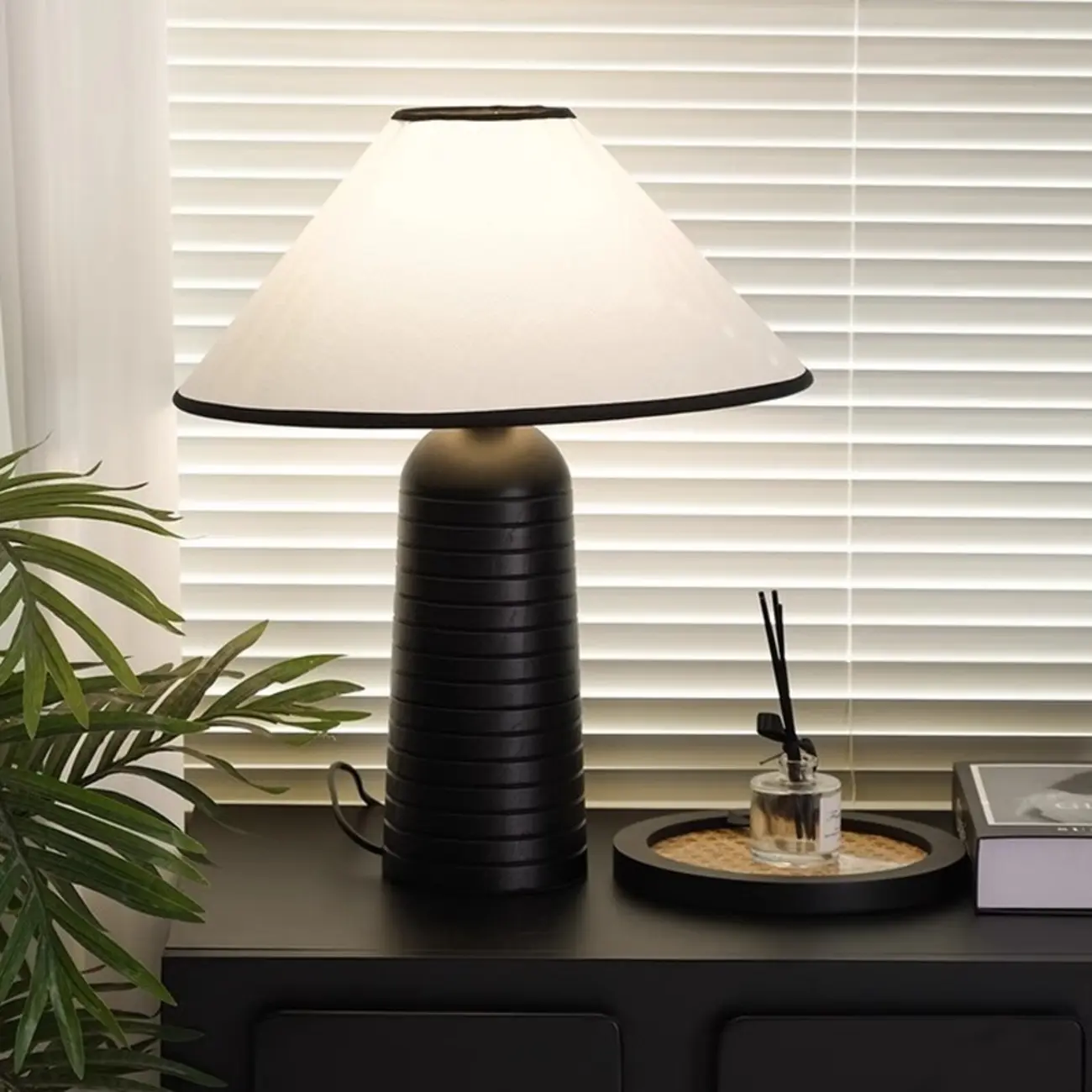 Wooden Cone Shade LED Desk Lamp, Modern Style