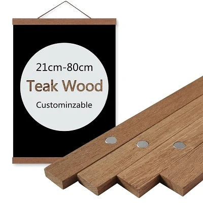HULIANFU Magnetic DIY Wood Poster Hangers Frame Teak Pine Photo Hanging Kit for Pictures Canvas Prints Artwork Room Interior Home Decor - Deanwangkt