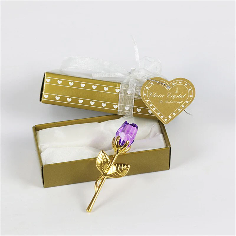 HULIANFU Valentines Day Gift Crystal Glass Rose Artificial Flower Silver Gold Rod Rose Flower for Girlfriend Wedding Gifts for Guest - Deanwangkt