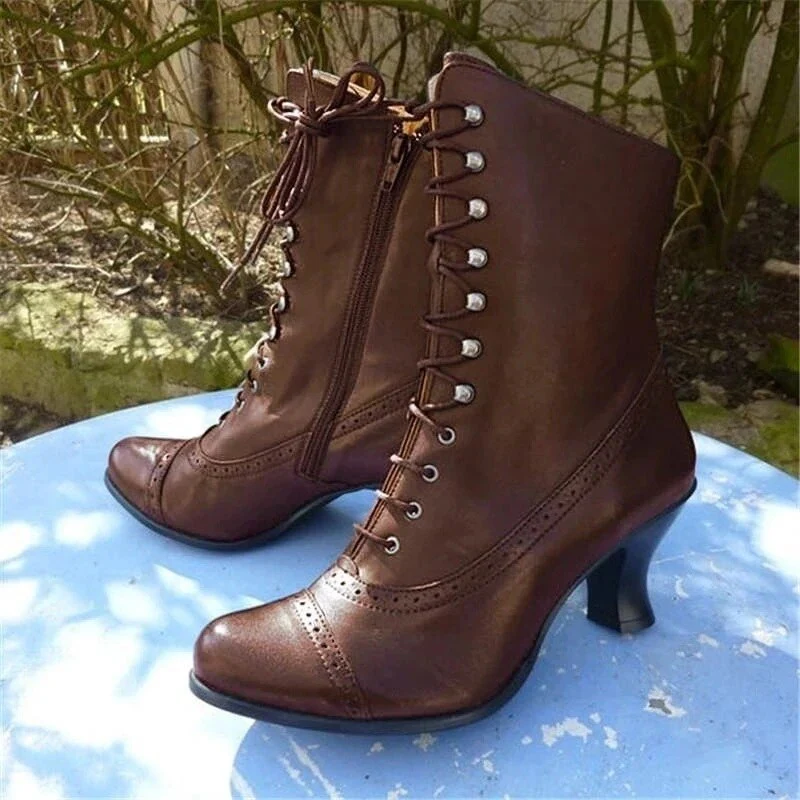 large size women's shoes British style boots thick heel short boots mid-tube motorcycle boots women's boots 43 - Deanwangkt