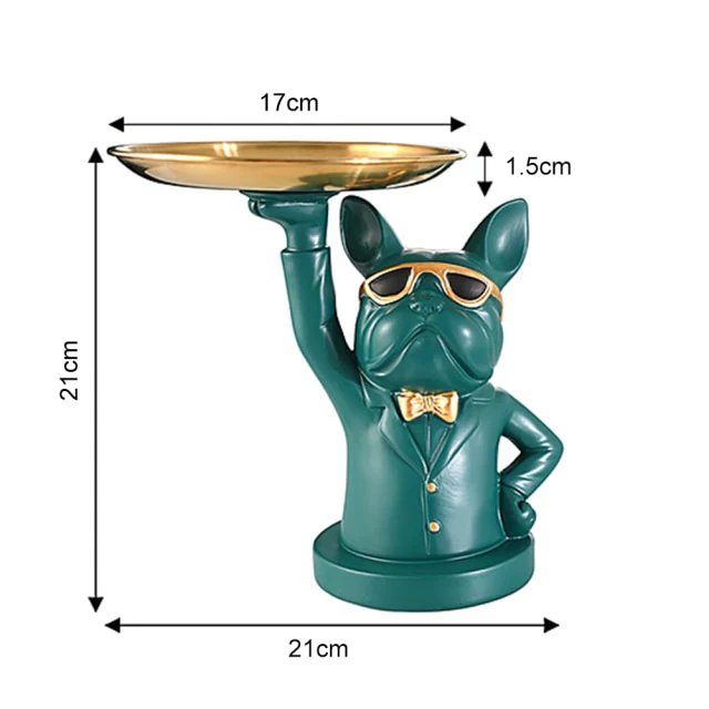 HULIANFU Nordic French Bulldog Sculpture Dog Statue Statue Jewelry Storage Table Decoration Gift Belt Plate Glasses Tray Home Art Statue - Deanwangkt