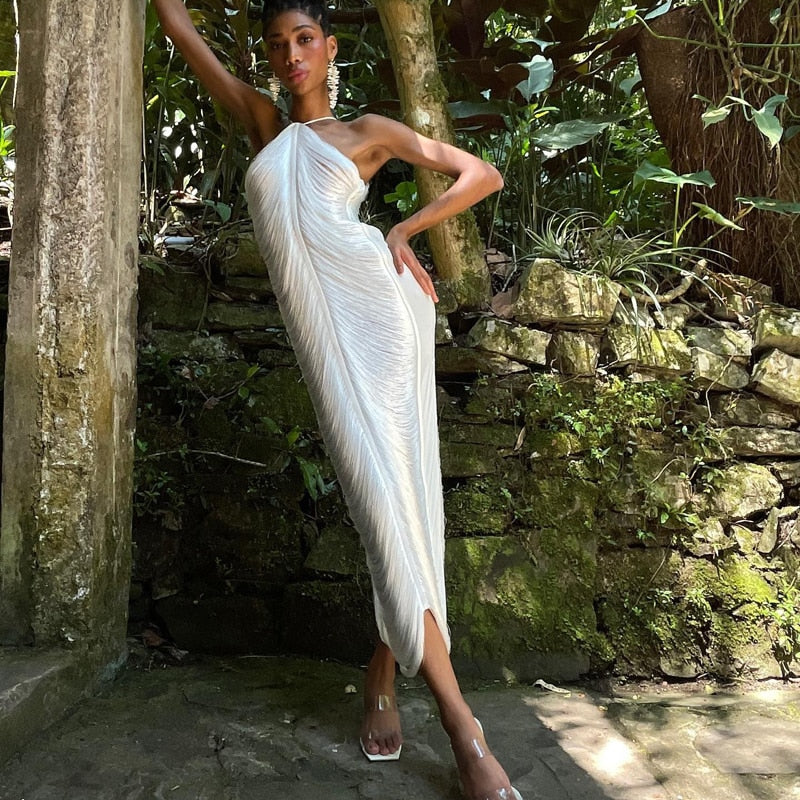 Backless Maxi Dress Sexy tassel Spaghetti Strap Slim Dress For Women Long Club Party Beach Dress Cover-ups Summer Outfits - Deanwangkt