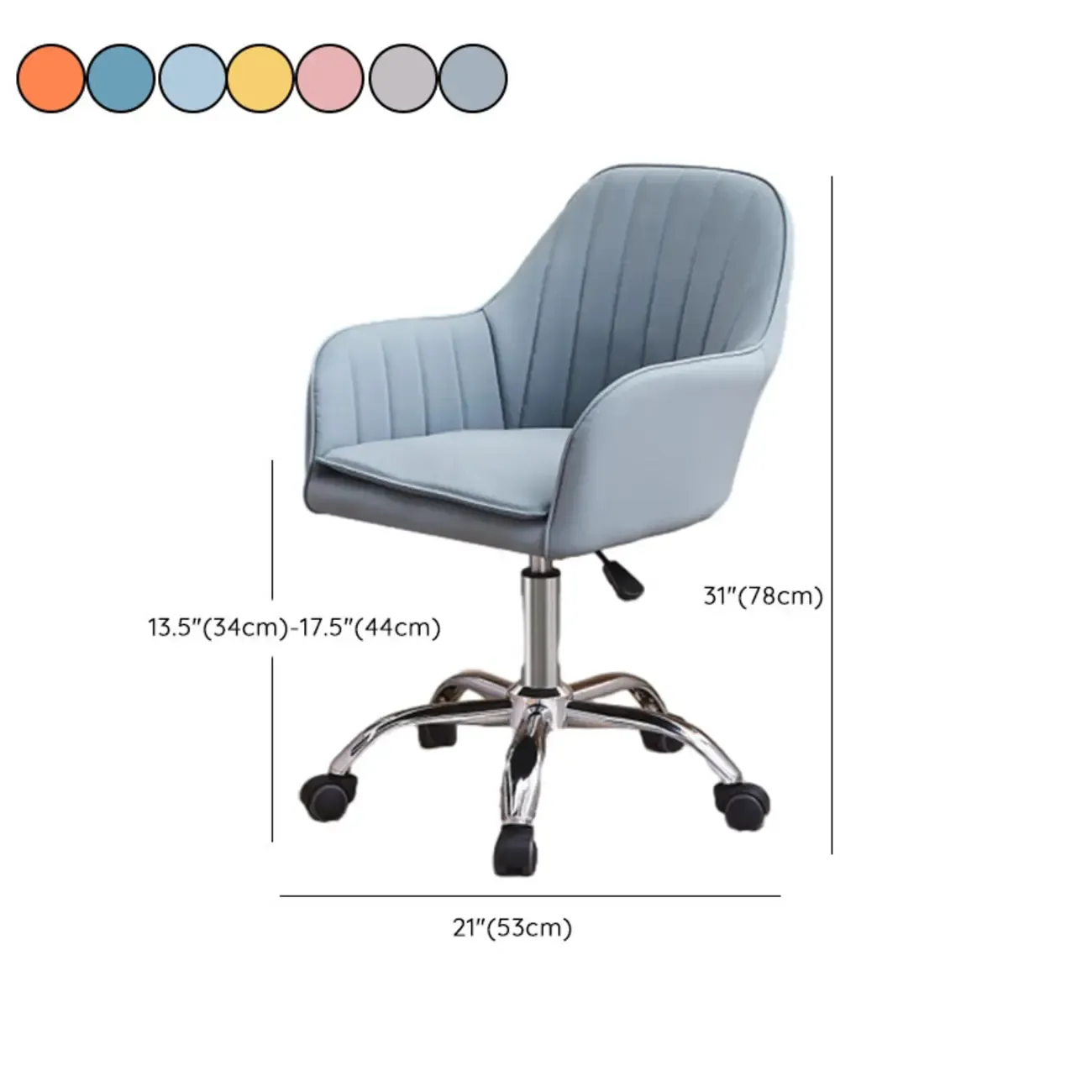 Sleek Grey Leather Swivel Office Chair