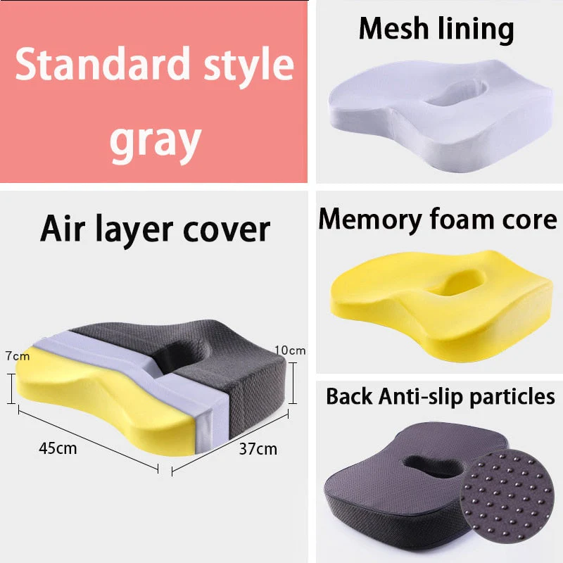 HULIANFU Memory Foam Seat Cushion Orthopedic Pillow Office Chair Cushion Lumbar Cushions Car Seat Butt Hemorrhoid Coccyx Vertebra Sets - Deanwangkt