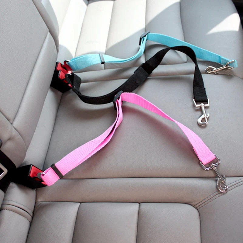 HULIANFU Pet Dog Cat Car Seat Belt Dog Accessories Adjustable Harness Lead Leash Small Medium Travel Clip Puppy Collar Leash Pet Supplies - Deanwangkt