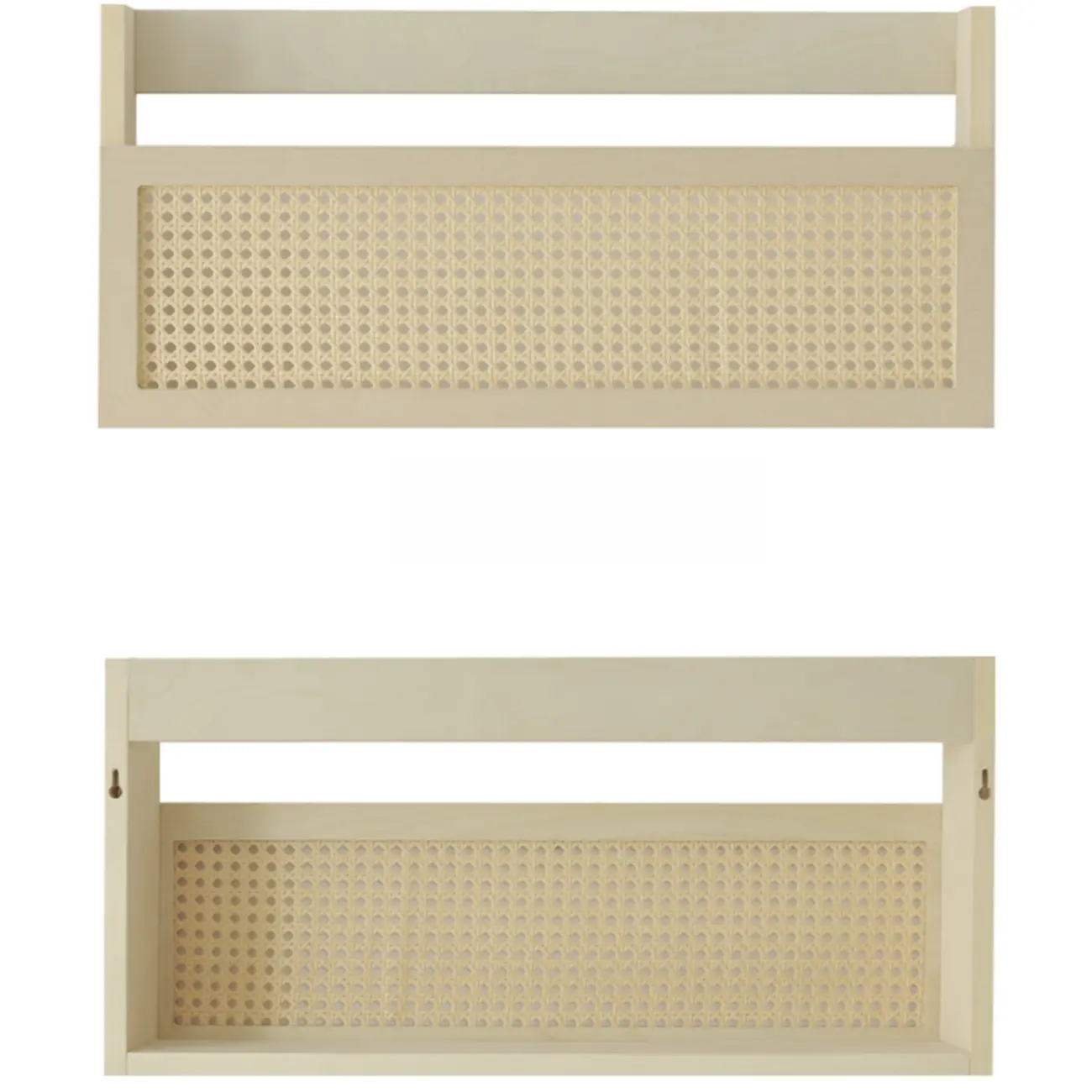 Simple Natural Wooden Open Back Wall-Mounted Bookshelves