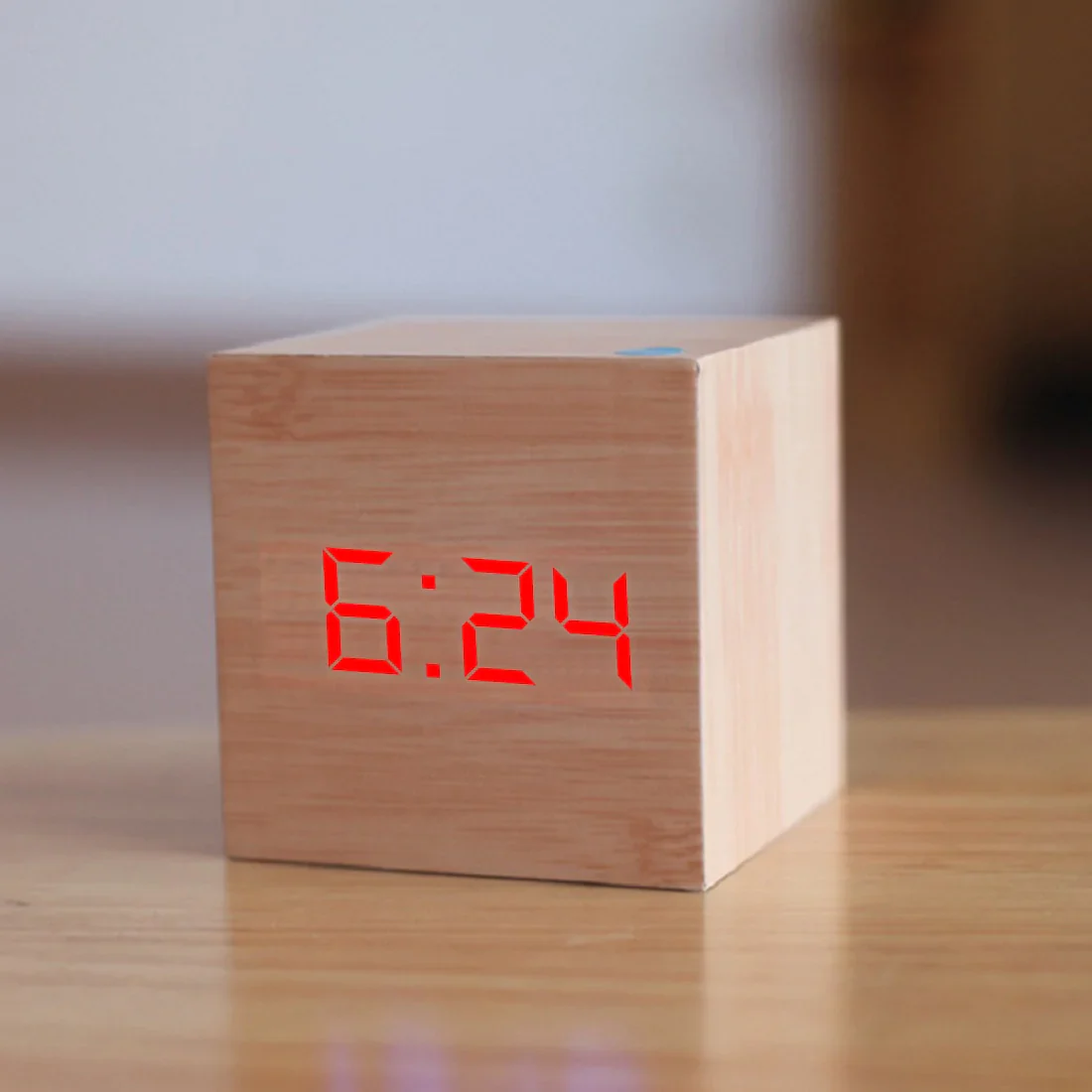 HULIANFU New Qualified Digital Wooden LED Alarm Clock Wood Retro Glow Clock Desktop Table Decor Voice Control Snooze Function Desk Tools - Deanwangkt
