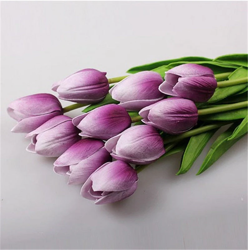 HULIANFU 2026  10PCS Artificial Flowers Garden Tulips Real Touch Flowers Tulip Bouquet Decor Mariage for Home Wedding Decorations Fake Flower - Deanwangkt