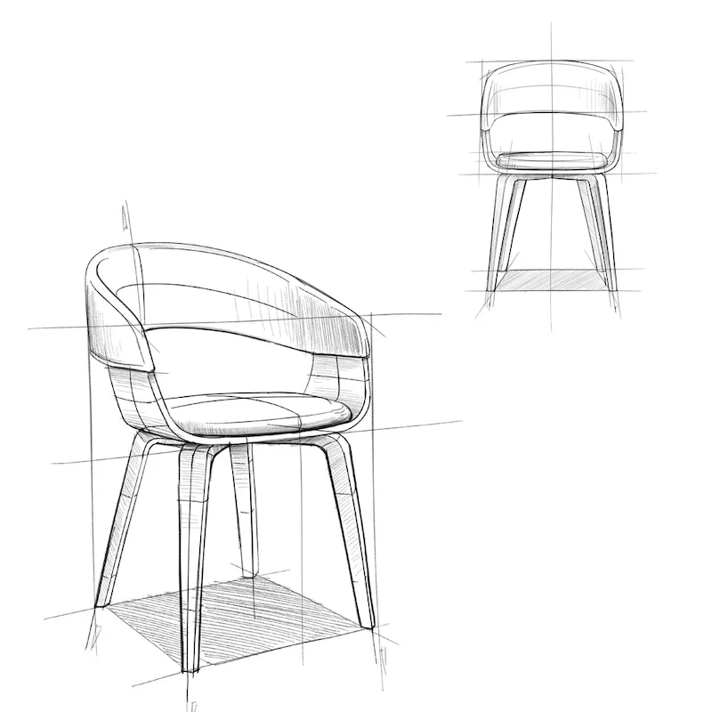 Calinda Mid Century Modern Bentwood Single Dining Chair - 20.5w x 21.7d x 30.9h