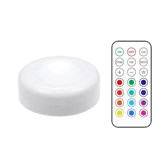 HULIANFU LED Puck Light Remote Control Dimmable Wireless Touch Sensor Battery Operated Portable Kitchen Hallway Closet Cabinet Night Lamp - Deanwangkt