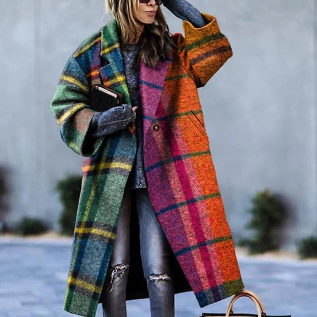 Autumn Winter Long Sleeve Pocket Green Outwear Casual Loose Blend Wool Long Overcoat Women Vintage Button Cardigan Tops Jackets - Deanwangkt