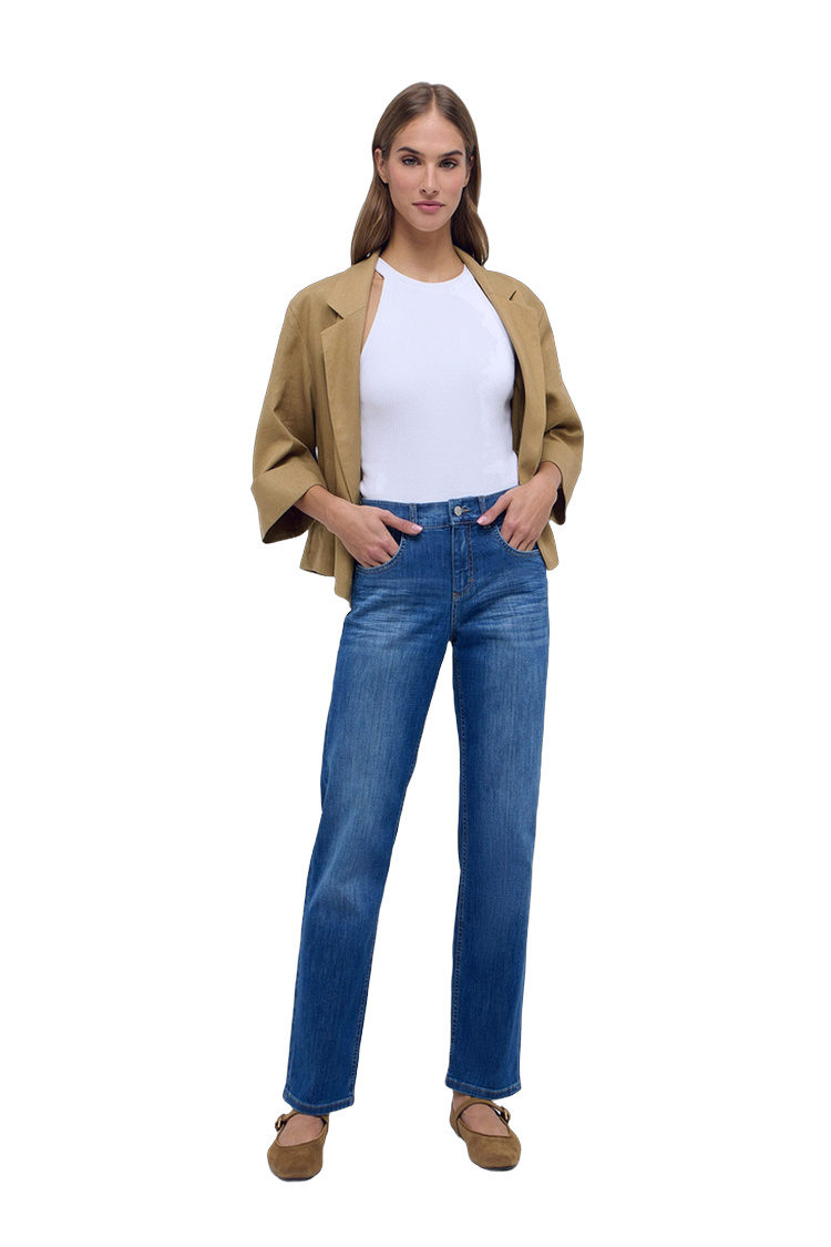 Hose mit 91% Baumwolle und Straight Fit – Rückansicht