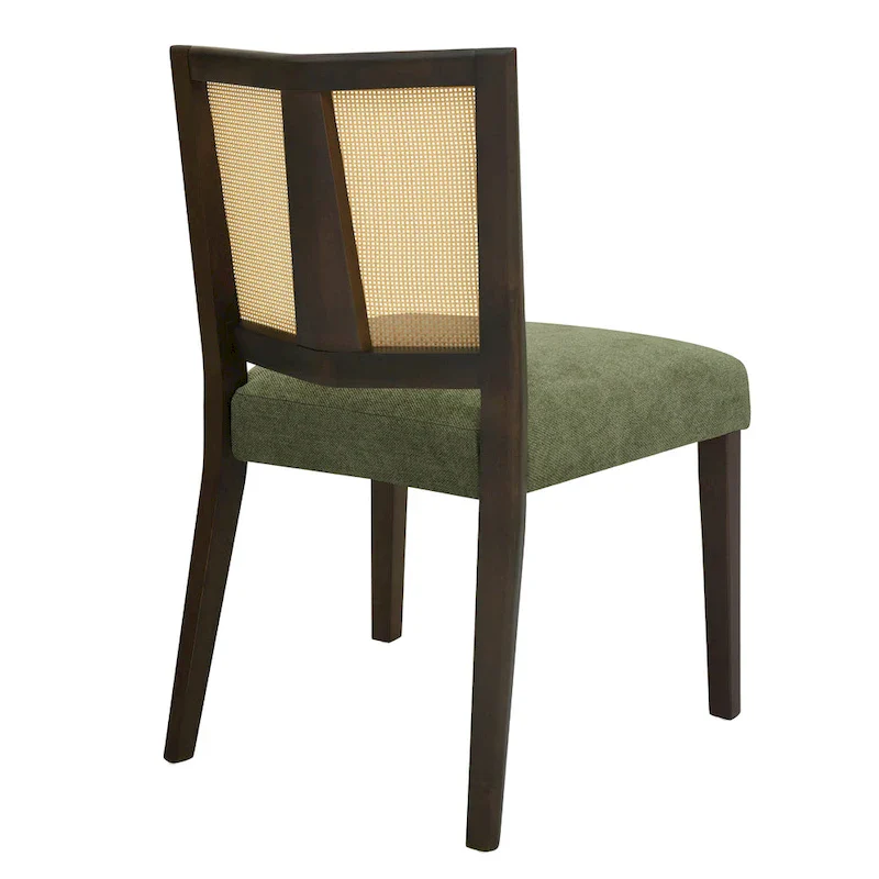 '- Oliver Mid-Century Rattan Back Upholstered Dining Chair Set of 2