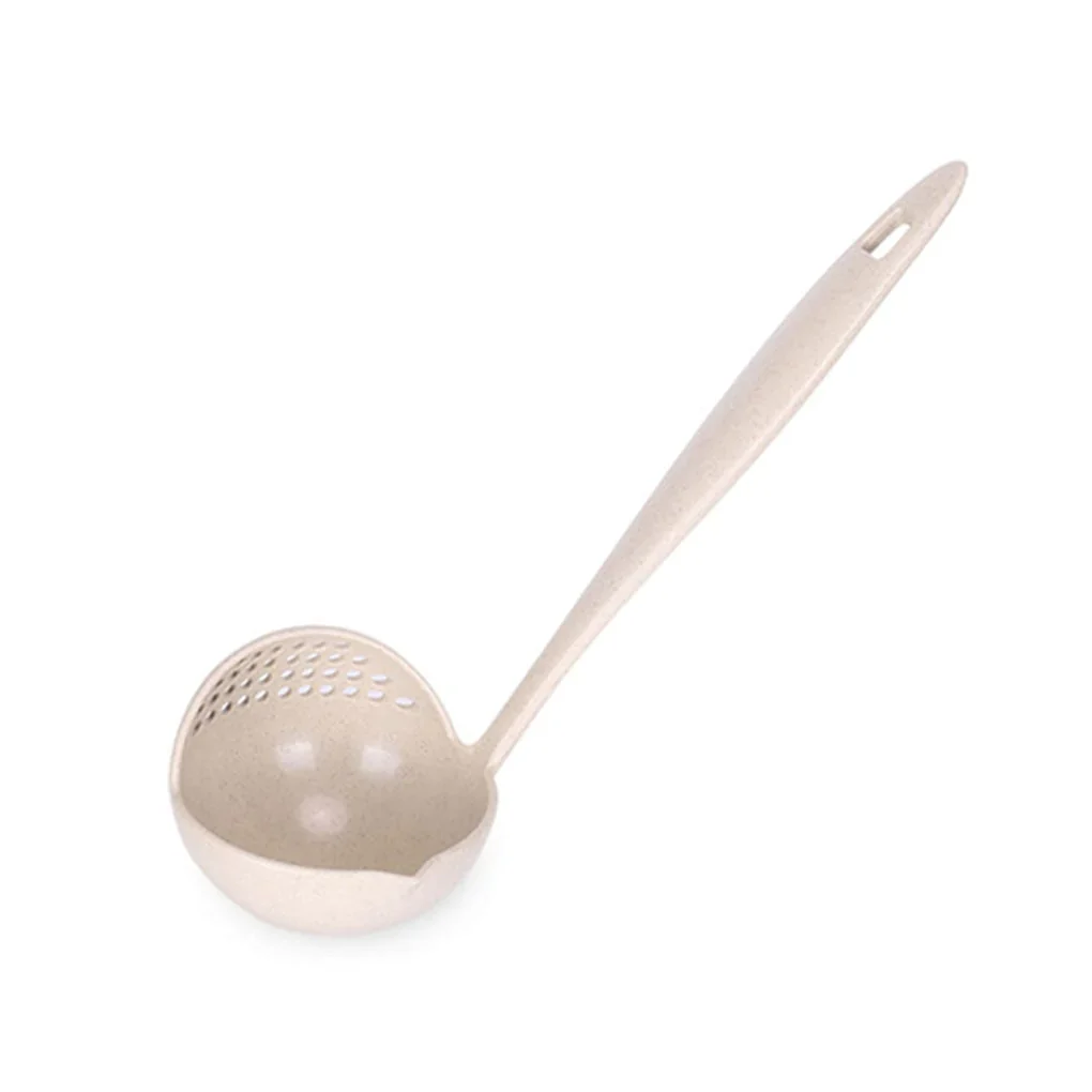 HULIANFU New Soup Spoon Long Handle Kitchen Strainer Solid Color Cooking Colander Kitchen Scoop Plastic Tableware Colander Hot - Deanwangkt