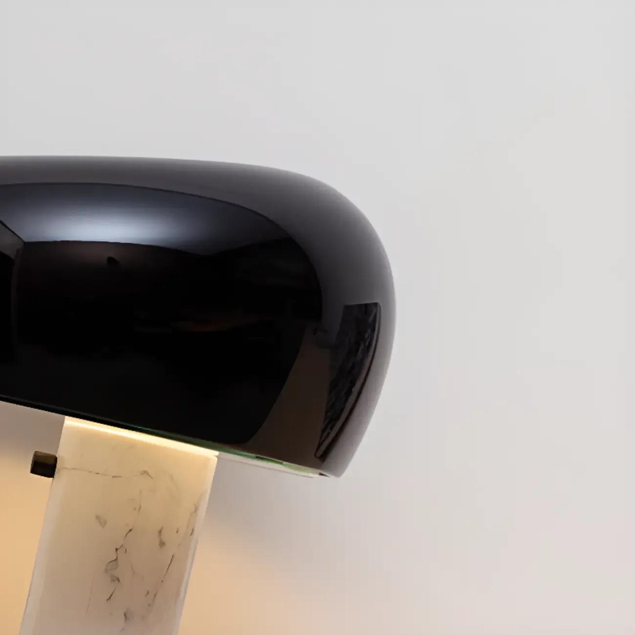 Modern Geometric Stone & Iron LED Table Lamp, Black