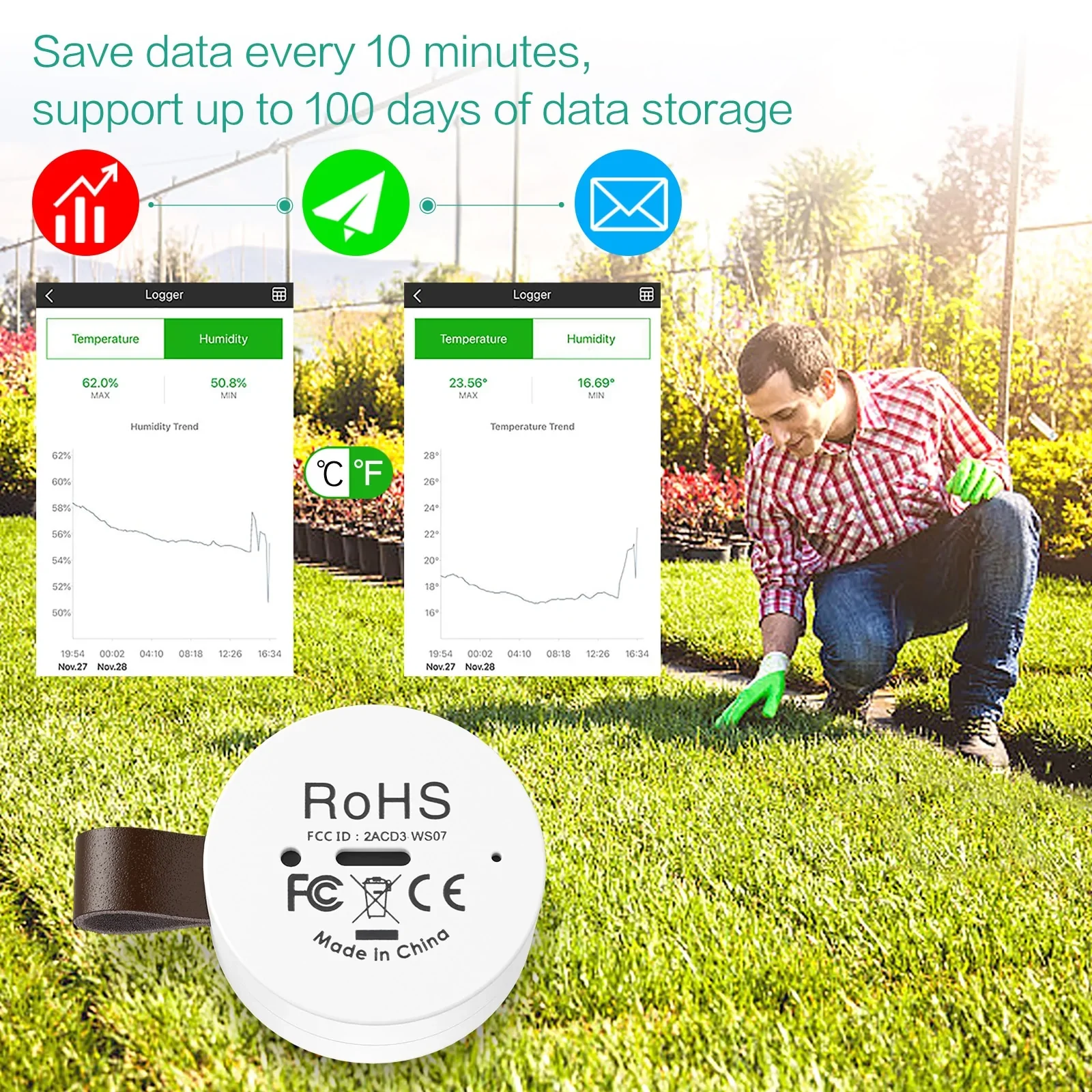 HULIANFU ORIA Thermometer Hygrometer Wireless Bluetooth Outdoor Thermometer Smart Home Temperature and Humidity Sensor - Deanwangkt
