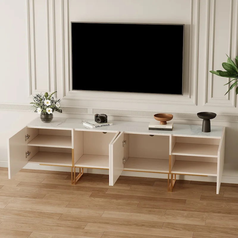 78.7 TV Stand, Entertainment Center with Faux Marble Top