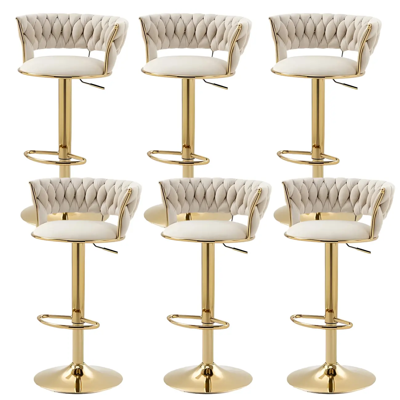 Gold Base Low Back Adjustable Swivel Bar Stool