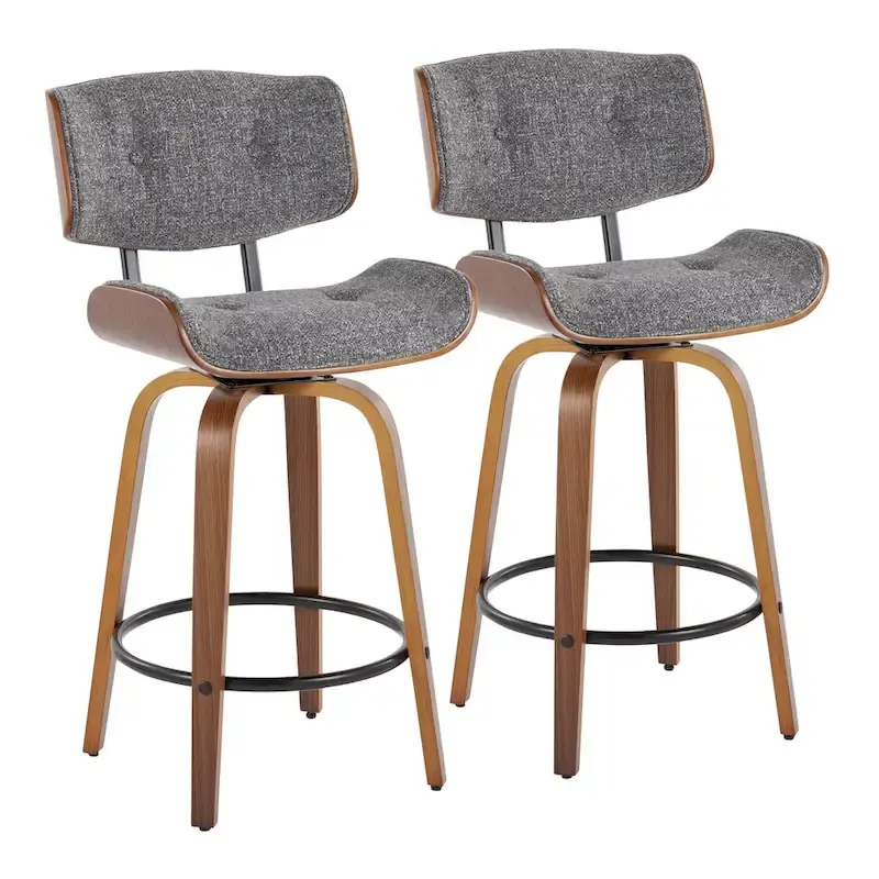 Leksand 26 Fixed-Height Counter Stool with Bent Wood Legs (Set of 2)