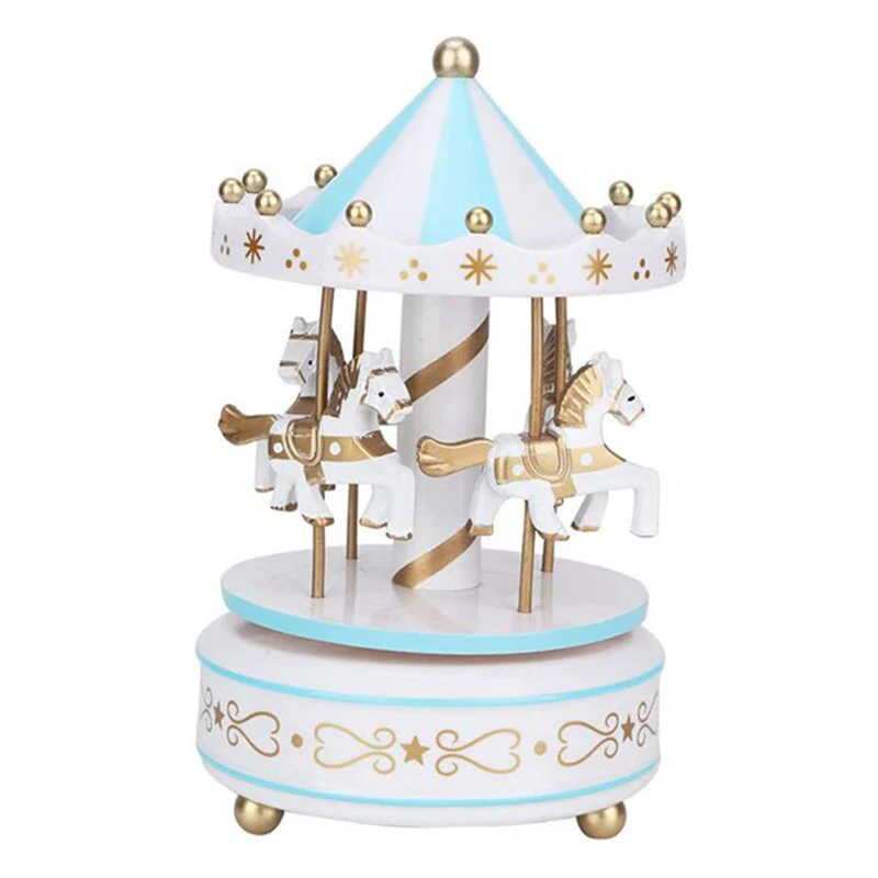 HULIANFU Merry-Go-Round Music Boxes Wind Up Wooden Horse Roundabout Carousel Musical Box Kid Birthday Christmas Gift Christmas Home Decor - Deanwangkt