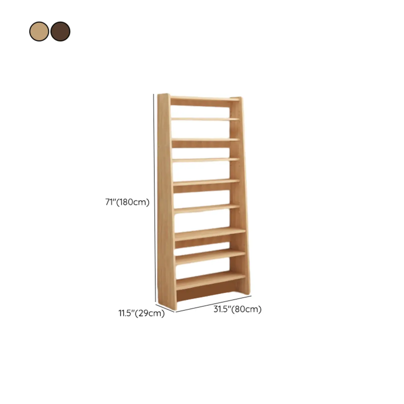 Walnut Wooden Ladder Shelf Unit 7-Tier