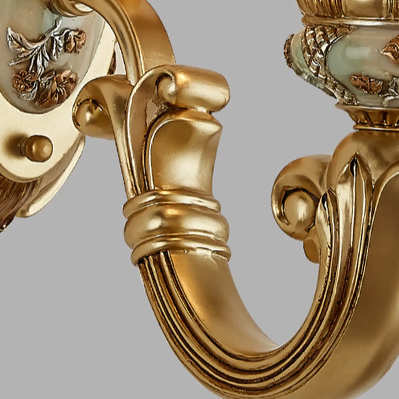 Antique Gold Ceramic Chandelier with Frosted Glass Bell Shape