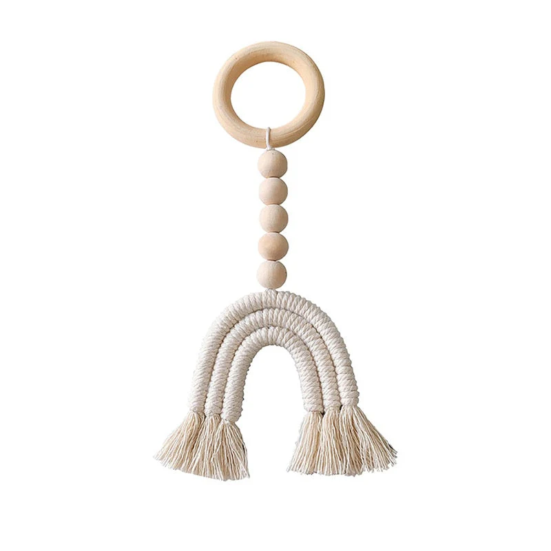HULIANFU Macrame Rainbow Wall Hanging Decoration Boho Home Decor Party Supplies Baby Shower Dorm Kid Room Bead Tassels Ornaments - Deanwangkt