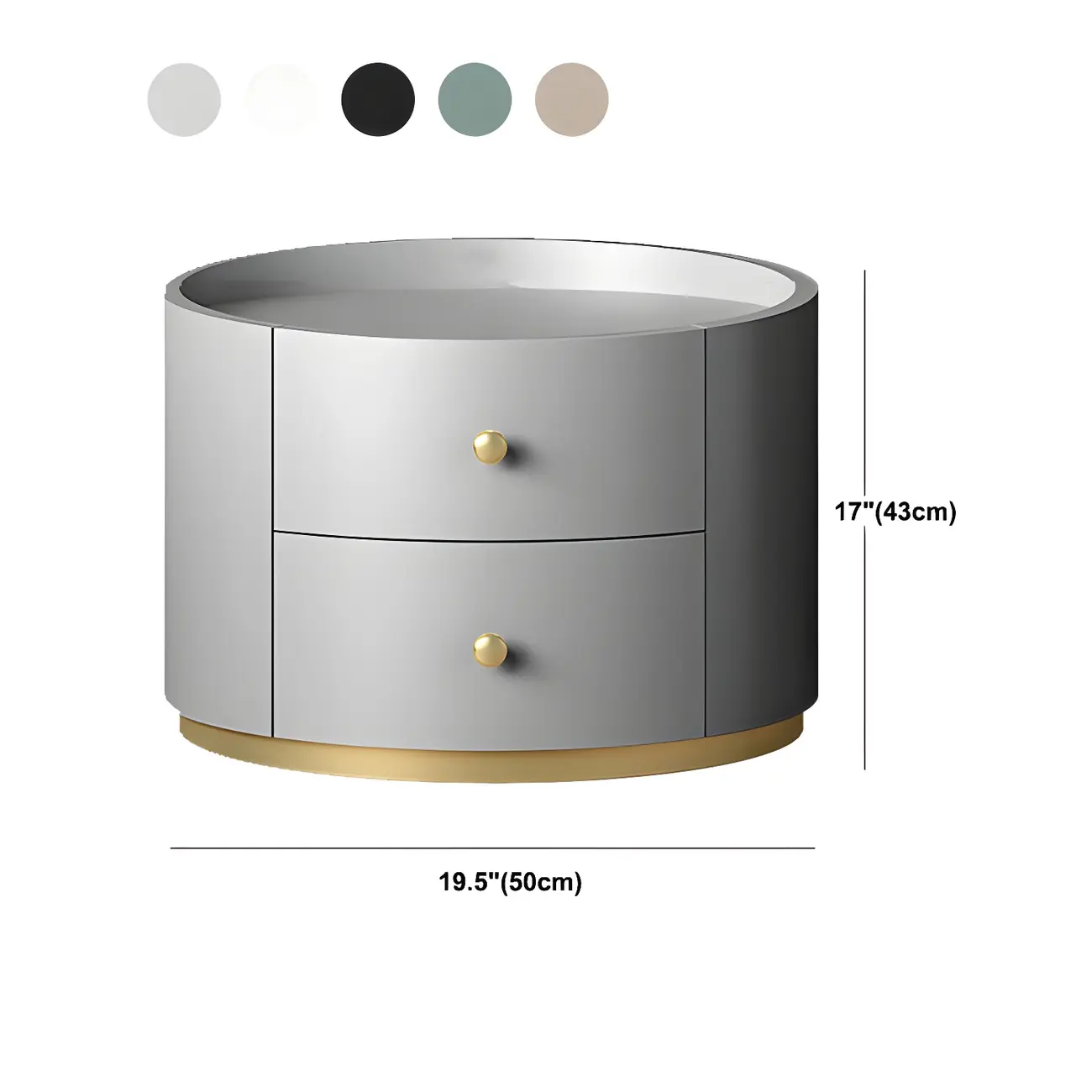 Glam Manufactured Wood Round 2-Drawer Nightstand