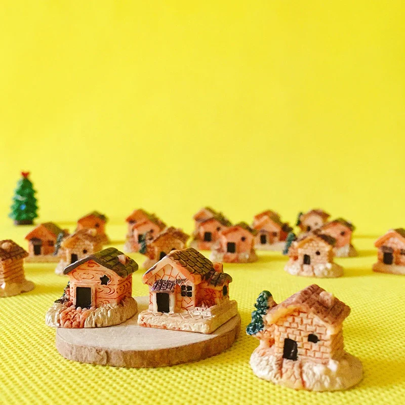 HULIANFU New~9 pcs mini house/little trees/miniatures cottage/shabby /cute/ fairy garden/gnome/moss terrarium home decor/crafts supplies - Deanwangkt