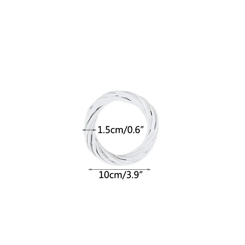 HULIANFU White Garland Wicker Round Design Christmas Tree Rattan Wreath Ornament Vine Ring Decoration Home Party Hanging Flower Craft - Deanwangkt