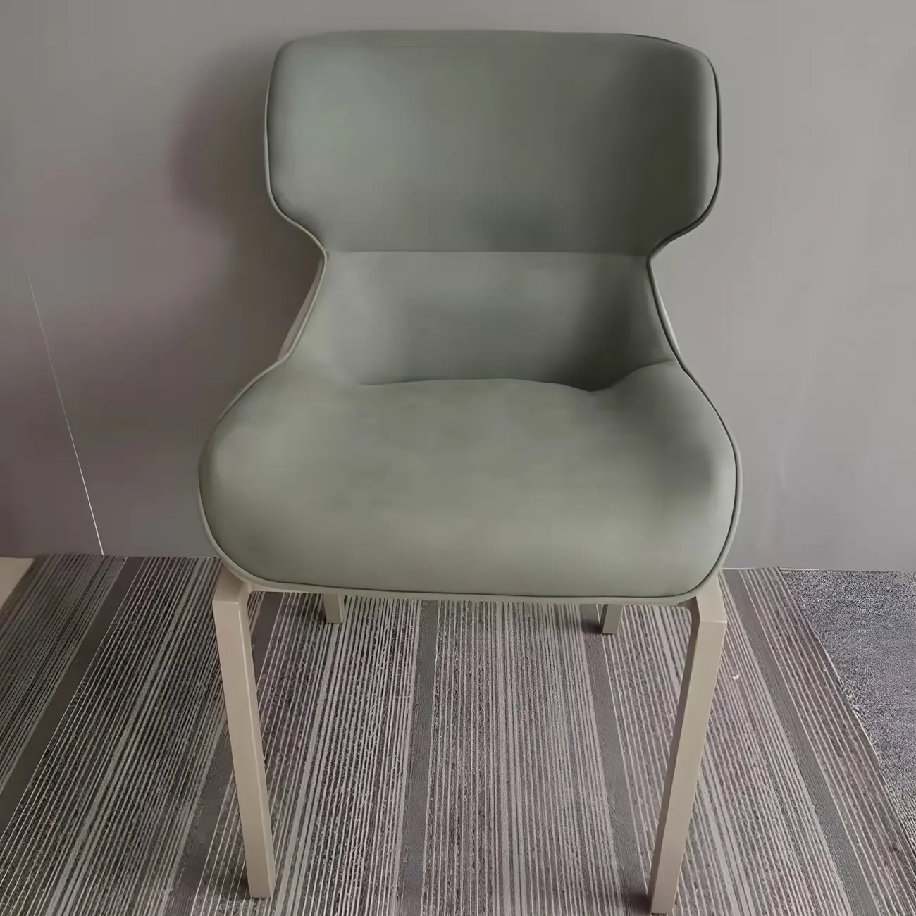 Camel Faux Leather Upholstered Dining Chair with Metal Legs