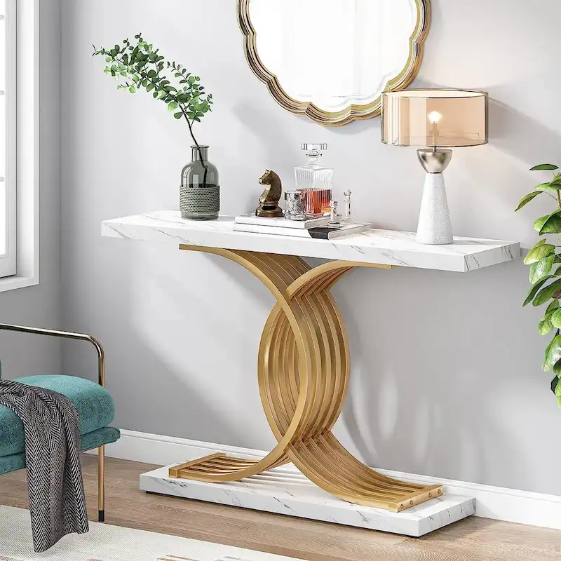 Entryway Hallway Console Table with Metal Frame