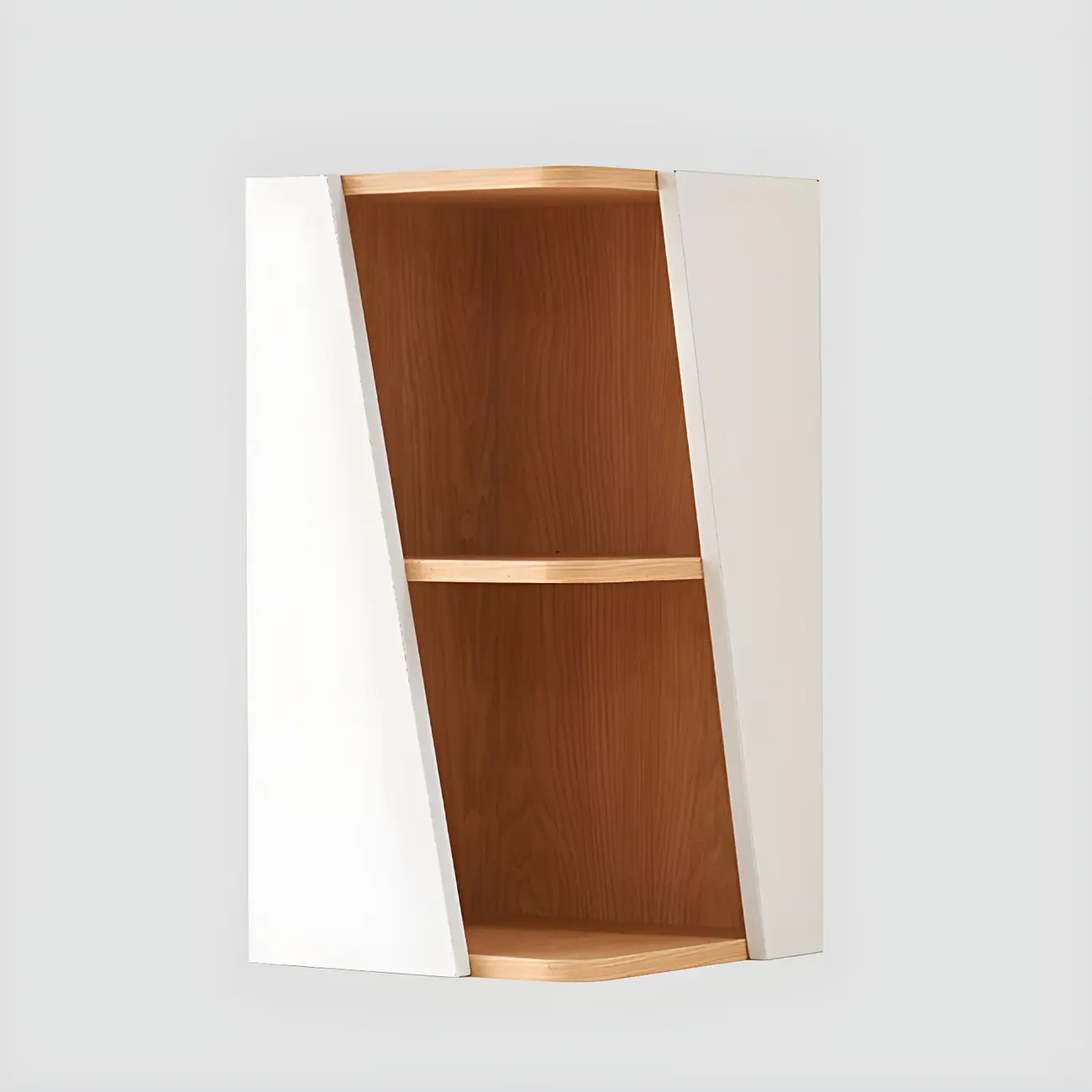 Artistic Modern White Wooden Corner Bookcase