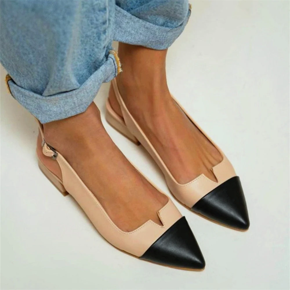 hulianfu Sandals Women Summer  Casual College Mixed Color Buckle Empty Fashion Pointy Simplicity Elegant Woman Shoes With Low Heels - Deanwangkt