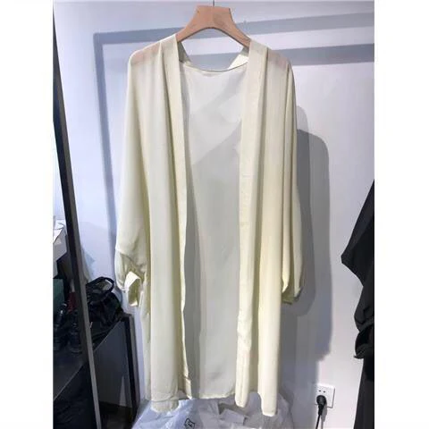Hulianfu long Jacket Women Summer Thin Loose See-through Sunscreen Pure Long Sleeve Sexy  Coat Chiffon Bohemian Female New Fashion Tops - Deanwangkt