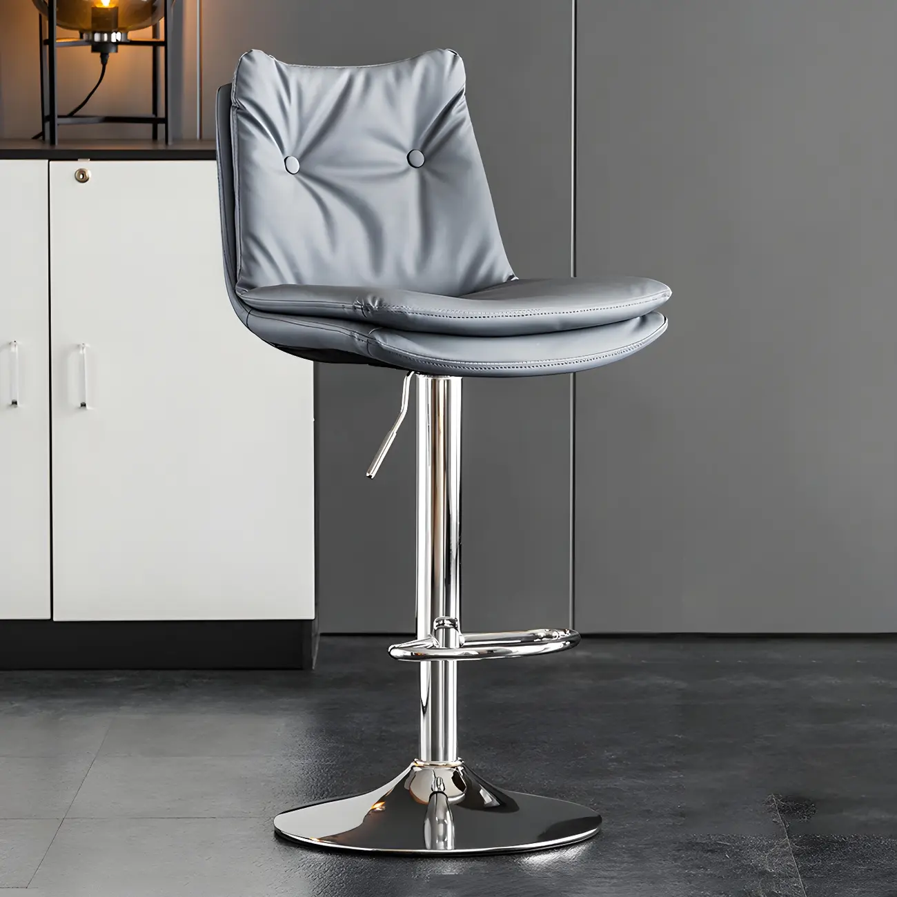 Modern Adjustable Leather Swivel Bar Stools