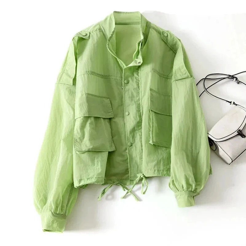 Hulianfu 2026  New Summer Korean Sun Protection Clothing Coat Women UV-proof Thin Loose Casual Female Pocket Windbreaker Jacket Tops Lady - Deanwangkt