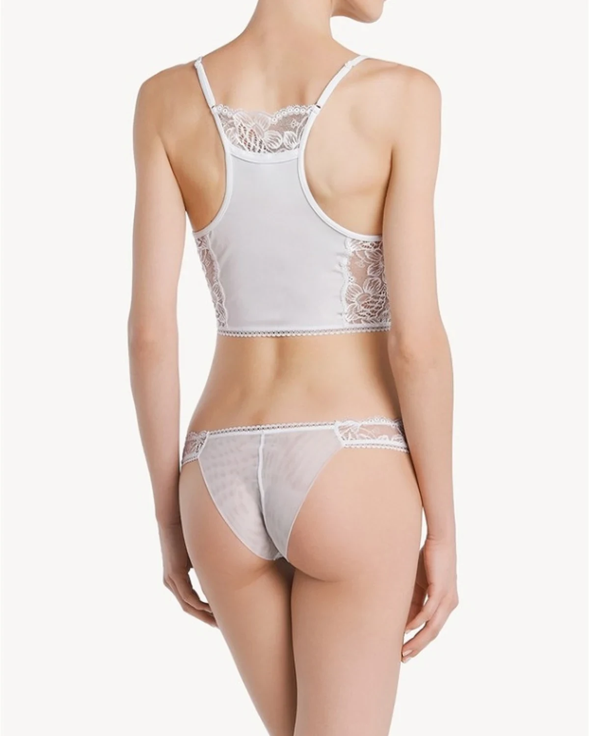 French elevated lace short camisole bra for women, lightweight detachable-cup wire-free anti-spread bra tank