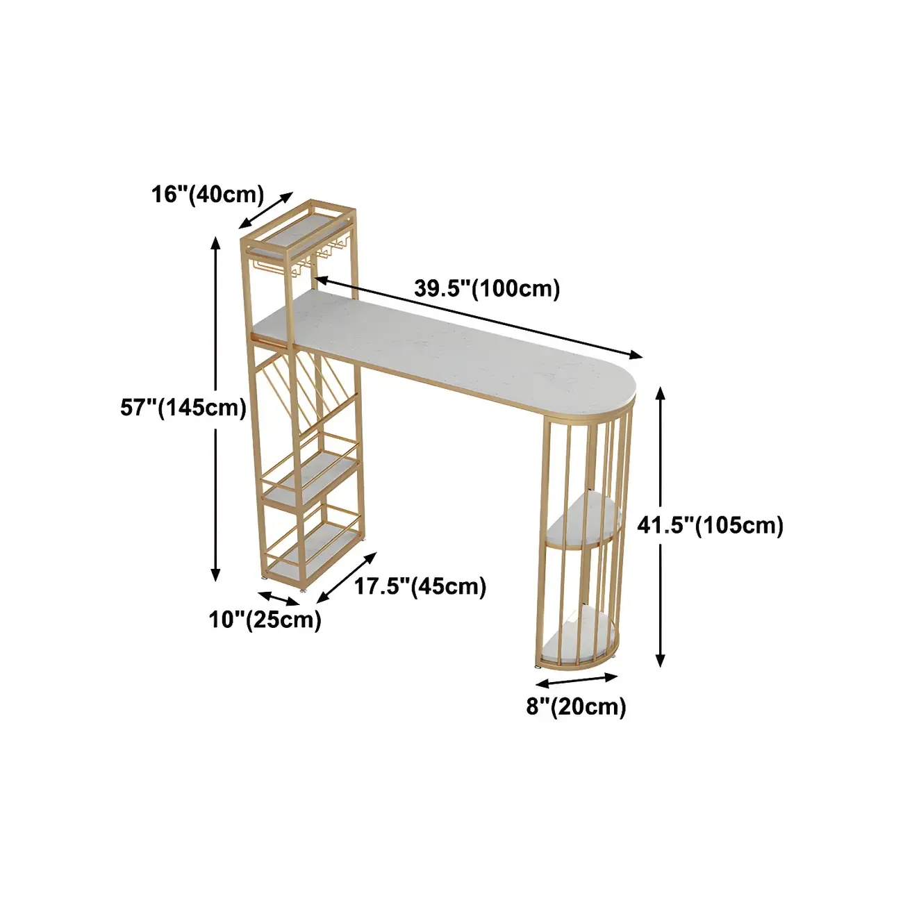 Glam Gold Faux Marble Iron Wine Holder Bar Tables