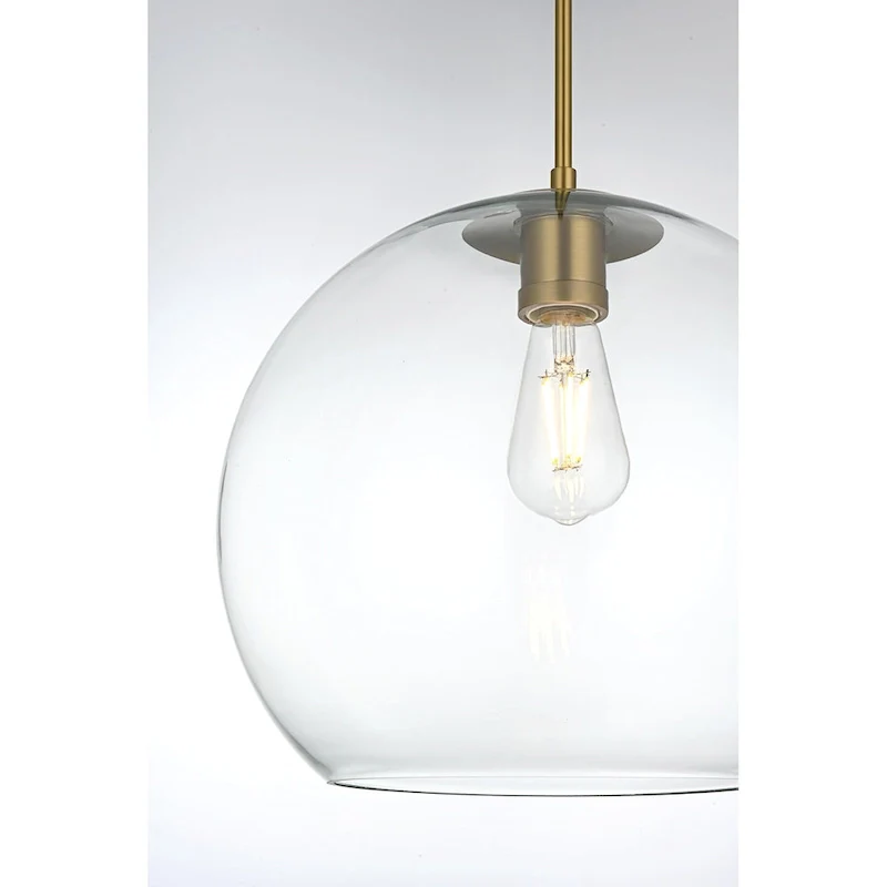 Elegant Lighting Baxter Single Light 14  Wide Pendant with Clear Glass