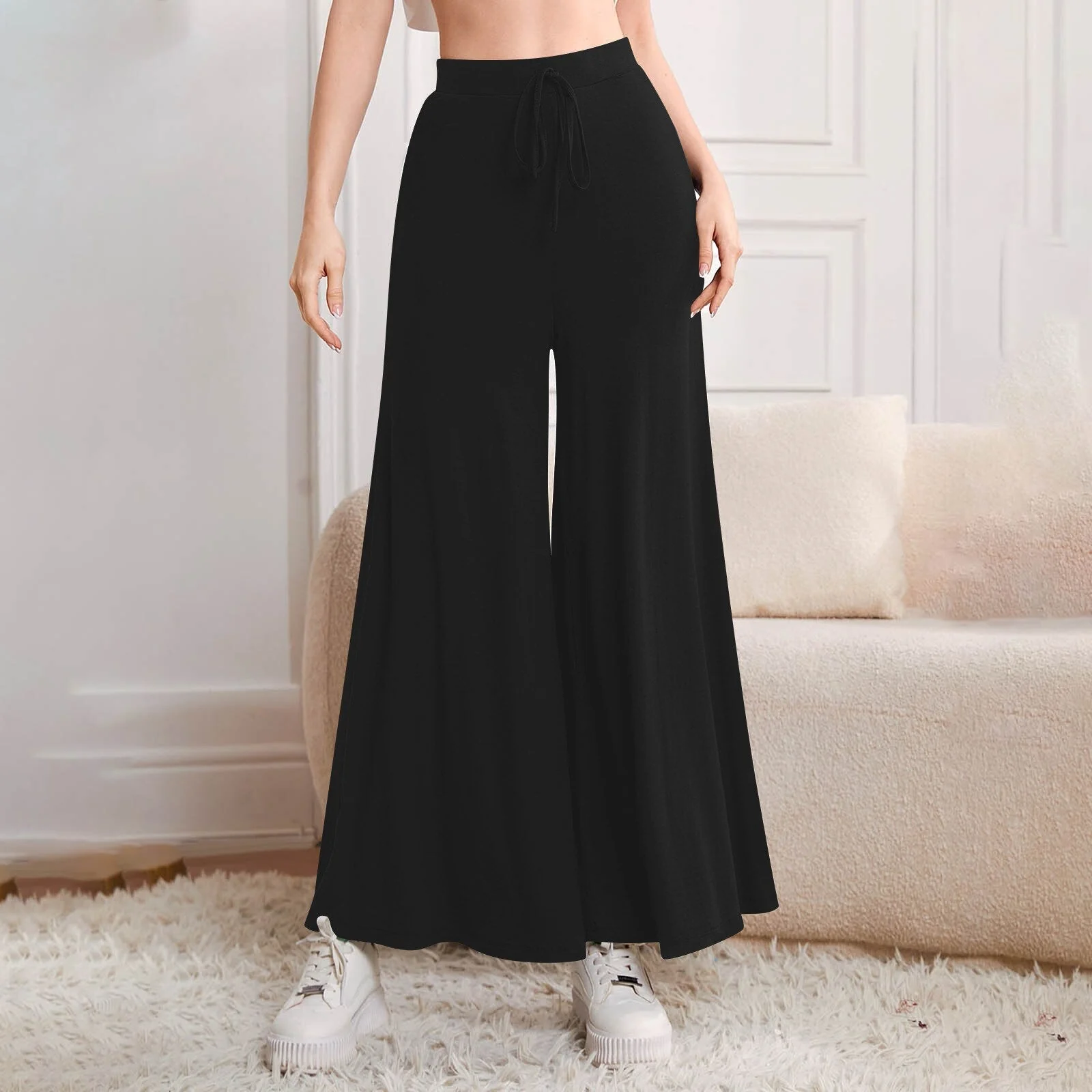 Hulianfu Fashion High Waist Wide Leg Pants For Women Autumn Loose Casual Women' S Pants Pantalon Vintage Long Trousers - Deanwangkt
