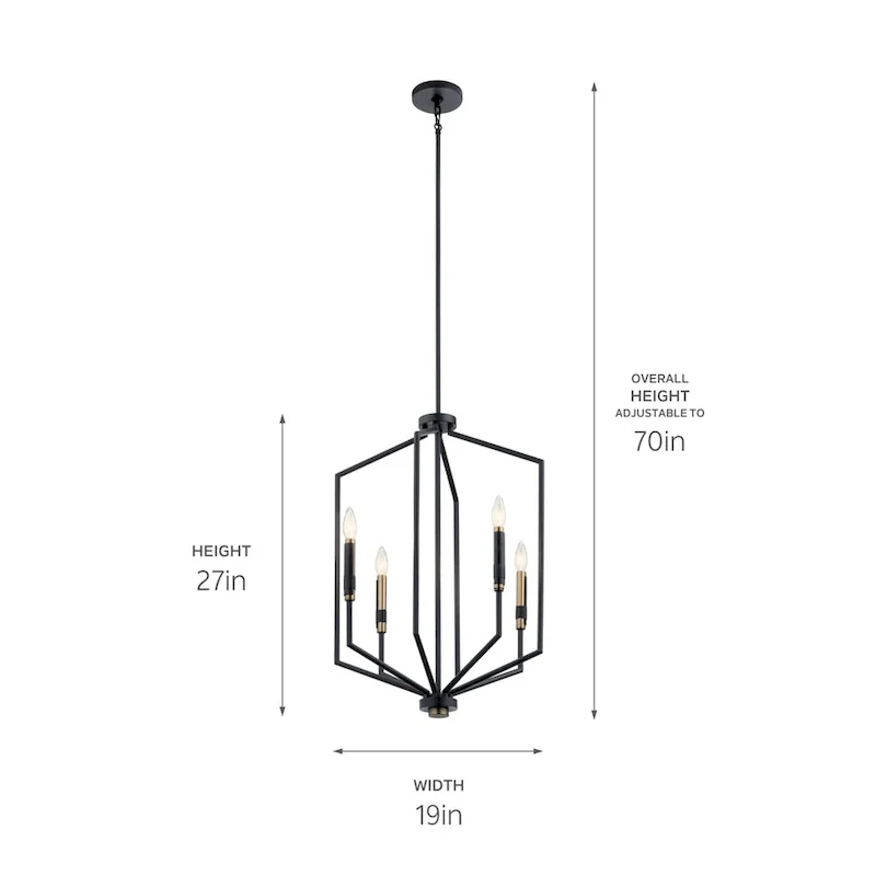 Kichler Armand 27 inch 4 Light Foyer Pendant in Black and Bronze Finish