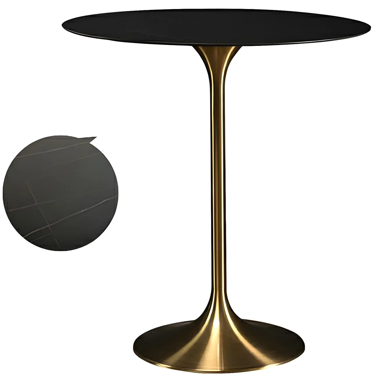 Round Glam Brown Gold Metal Tulip Base Bar Tables