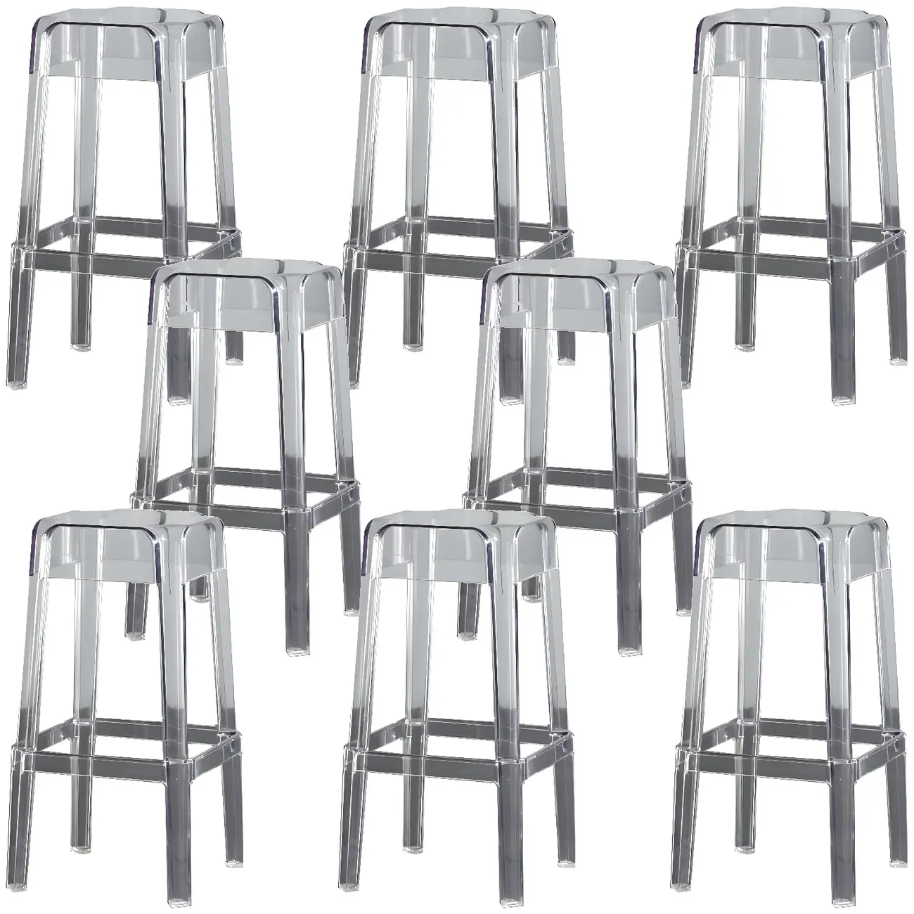 Modern Acrylic Four Legs Square Counter Bar Stool